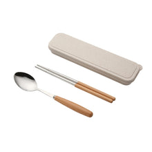 Load image into Gallery viewer, 3 in 1 Spoon Chopsticks Fork Cutlery Set Three-piece Creative Work Students Portable Tableware, Three-piece set of wooden handle spoon fork chopsticks, Two-piece wooden spoon chopsticks