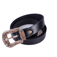 Load image into Gallery viewer, Women Black Leather Western Cowgirl Waist Metal Buckle Waistband New Hot