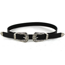 Load image into Gallery viewer, Women Black Leather Western Cowgirl Waist Metal Buckle Waistband New Hot