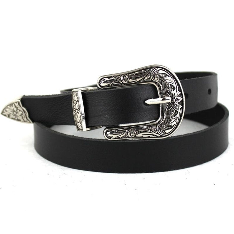 Women Black Leather Western Cowgirl Waist Metal Buckle Waistband New Hot