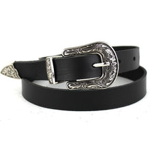 Load image into Gallery viewer, Women Black Leather Western Cowgirl Waist Metal Buckle Waistband New Hot