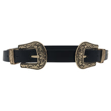 Load image into Gallery viewer, Women Black Leather Western Cowgirl Waist Metal Buckle Waistband New Hot