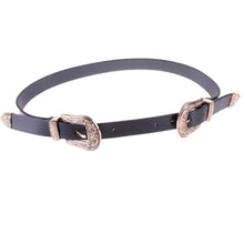 Load image into Gallery viewer, Women Black Leather Western Cowgirl Waist Metal Buckle Waistband New Hot