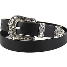 Load image into Gallery viewer, Women Black Leather Western Cowgirl Waist Metal Buckle Waistband New Hot