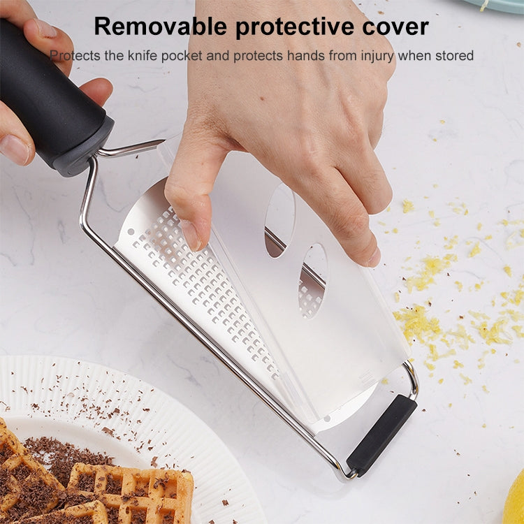 Cheese Grater Stainless Steel Blade Cheese Slicer Lemon Grater Chocolate Scraping Planer with Protective Cover, Cheese Grater (Red), Cheese Grater (Black)
