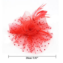 Load image into Gallery viewer, Handmade Bride Mesh Hair Accessories Wedding Photo Hat Headwear, Red, Blue, Navy, Black, White, Gray, Pink, Beige
