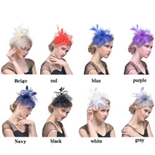 Load image into Gallery viewer, Handmade Bride Mesh Hair Accessories Wedding Photo Hat Headwear, Red, Blue, Navy, Black, White, Gray, Pink, Beige