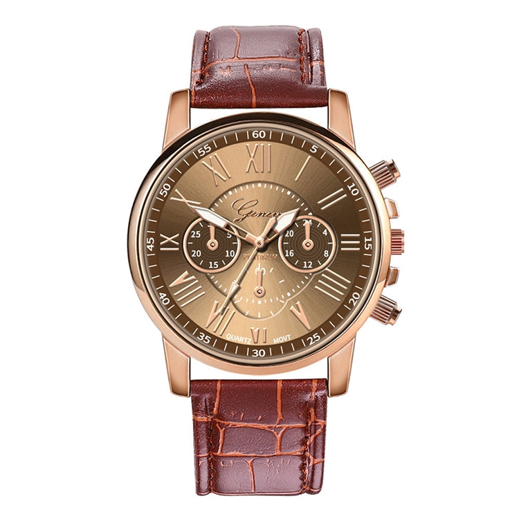 Three-eye Six-needle Imitation Belt Quartz Watch for Women / Men