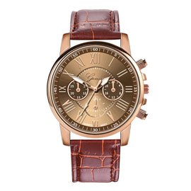 Three-eye Six-needle Imitation Belt Quartz Watch for Women / Men