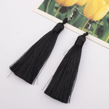 Load image into Gallery viewer, 3 PCS Women Boho Fashion Long Tassel Earrings, Black, Blue, Yellow, Purple, Red, Pink, White, Multicolor, wine red, rose red, green, grey, deep coffee, coffee