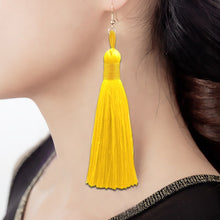 Load image into Gallery viewer, 3 PCS Women Boho Fashion Long Tassel Earrings, Black, Blue, Yellow, Purple, Red, Pink, White, Multicolor, wine red, rose red, green, grey, deep coffee, coffee