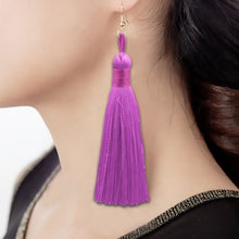 Load image into Gallery viewer, 3 PCS Women Boho Fashion Long Tassel Earrings, Black, Blue, Yellow, Purple, Red, Pink, White, Multicolor, wine red, rose red, green, grey, deep coffee, coffee