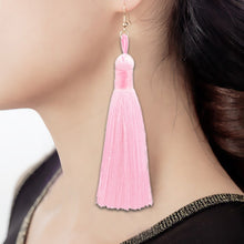 Load image into Gallery viewer, 3 PCS Women Boho Fashion Long Tassel Earrings, Black, Blue, Yellow, Purple, Red, Pink, White, Multicolor, wine red, rose red, green, grey, deep coffee, coffee