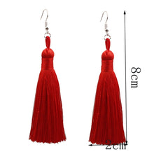 Load image into Gallery viewer, 3 PCS Women Boho Fashion Long Tassel Earrings, Black, Blue, Yellow, Purple, Red, Pink, White, Multicolor, wine red, rose red, green, grey, deep coffee, coffee
