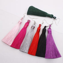 Load image into Gallery viewer, 3 PCS Women Boho Fashion Long Tassel Earrings, Black, Blue, Yellow, Purple, Red, Pink, White, Multicolor, wine red, rose red, green, grey, deep coffee, coffee