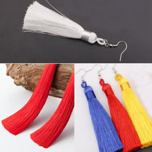 Load image into Gallery viewer, 3 PCS Women Boho Fashion Long Tassel Earrings, Black, Blue, Yellow, Purple, Red, Pink, White, Multicolor, wine red, rose red, green, grey, deep coffee, coffee