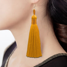Load image into Gallery viewer, 3 PCS Women Boho Fashion Long Tassel Earrings, Black, Blue, Yellow, Purple, Red, Pink, White, Multicolor, wine red, rose red, green, grey, deep coffee, coffee
