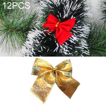 Load image into Gallery viewer, 12 PCS Flocked Bow Christmas Tree Decoration, gold, red, silver