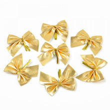 Load image into Gallery viewer, 12 PCS Flocked Bow Christmas Tree Decoration, gold, red, silver
