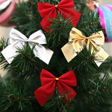 Load image into Gallery viewer, 12 PCS Flocked Bow Christmas Tree Decoration, gold, red, silver