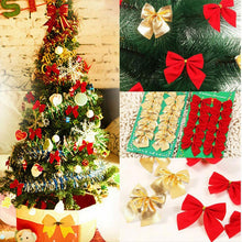 Load image into Gallery viewer, 12 PCS Flocked Bow Christmas Tree Decoration, gold, red, silver