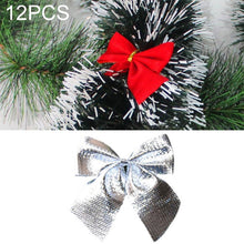 Load image into Gallery viewer, 12 PCS Flocked Bow Christmas Tree Decoration, gold, red, silver