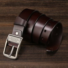 Load image into Gallery viewer, Men's Pin Buckle Leather Belt Pure Leather Pants Belt, 110cm, 115cm, 120cm, 125cm