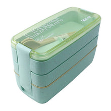 Load image into Gallery viewer, 900ml 3 Layers Bento Box Lunch Box Food Container Wheat Straw Material Microwavable Dinnerware Lunchbox