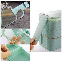Load image into Gallery viewer, 900ml 3 Layers Bento Box Lunch Box Food Container Wheat Straw Material Microwavable Dinnerware Lunchbox