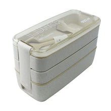 Load image into Gallery viewer, 900ml 3 Layers Bento Box Lunch Box Food Container Wheat Straw Material Microwavable Dinnerware Lunchbox