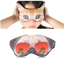 Load image into Gallery viewer, 3D Eye Mask Shading Sleeping Cartoon Animal Printed Eye Mask, Glasses, Cat, Pug, Glasses Dog, Tiger