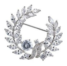 Load image into Gallery viewer, Olive Branch Grass Ring Zircon Brooch Exquisite Accessories Medal Fashion Brooch Coat Sweater Pin, Olive Branch Grass