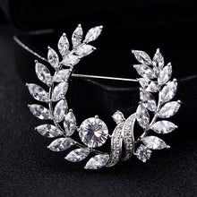 Load image into Gallery viewer, Olive Branch Grass Ring Zircon Brooch Exquisite Accessories Medal Fashion Brooch Coat Sweater Pin, Olive Branch Grass