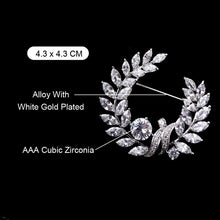 Load image into Gallery viewer, Olive Branch Grass Ring Zircon Brooch Exquisite Accessories Medal Fashion Brooch Coat Sweater Pin, Olive Branch Grass