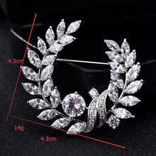Load image into Gallery viewer, Olive Branch Grass Ring Zircon Brooch Exquisite Accessories Medal Fashion Brooch Coat Sweater Pin, Olive Branch Grass