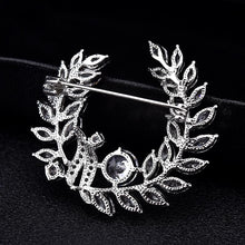Load image into Gallery viewer, Olive Branch Grass Ring Zircon Brooch Exquisite Accessories Medal Fashion Brooch Coat Sweater Pin, Olive Branch Grass