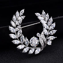 Load image into Gallery viewer, Olive Branch Grass Ring Zircon Brooch Exquisite Accessories Medal Fashion Brooch Coat Sweater Pin, Olive Branch Grass