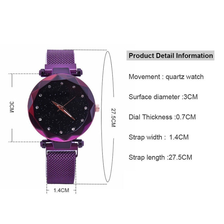 Luxury Mesh Ladies Clock Magnet Buckle Starry Diamond Geometric Quartz Wristwatch Women Watches