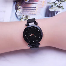 Load image into Gallery viewer, Luxury Mesh Ladies Clock Magnet Buckle Starry Diamond Geometric Quartz Wristwatch Women Watches