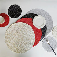 Load image into Gallery viewer, 2 PCS PP Round Oval Woven Placemat, Diameter 36cm, Diameter 18cm