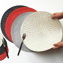 Load image into Gallery viewer, 2 PCS PP Round Oval Woven Placemat, Diameter 36cm, Diameter 18cm