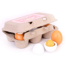 Load image into Gallery viewer, 6 PCS Wooden Eggs Yolks Simulated Kitchen Food Cooking Toys Set Pretend Play For Children