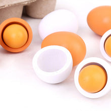 Load image into Gallery viewer, 6 PCS Wooden Eggs Yolks Simulated Kitchen Food Cooking Toys Set Pretend Play For Children