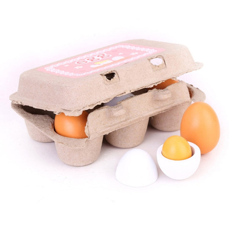 6 PCS Wooden Eggs Yolks Simulated Kitchen Food Cooking Toys Set Pretend Play For Children