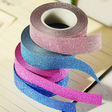 Load image into Gallery viewer, Flash Washi Sticky Paper Tape Label DIY Decorative Tape, Length: 10m, Golden Yellow, Rose Red, Sky Blue, Skin Pink, Orange, Green, Pink, Silver, Royal Blue, Coffee, Black, Floral, Light Gold, Jasper, Dark Blue