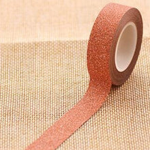 Load image into Gallery viewer, Flash Washi Sticky Paper Tape Label DIY Decorative Tape, Length: 10m, Golden Yellow, Rose Red, Sky Blue, Skin Pink, Orange, Green, Pink, Silver, Royal Blue, Coffee, Black, Floral, Light Gold, Jasper, Dark Blue