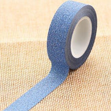 Load image into Gallery viewer, Flash Washi Sticky Paper Tape Label DIY Decorative Tape, Length: 10m, Golden Yellow, Rose Red, Sky Blue, Skin Pink, Orange, Green, Pink, Silver, Royal Blue, Coffee, Black, Floral, Light Gold, Jasper, Dark Blue