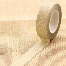 Load image into Gallery viewer, Flash Washi Sticky Paper Tape Label DIY Decorative Tape, Length: 10m, Golden Yellow, Rose Red, Sky Blue, Skin Pink, Orange, Green, Pink, Silver, Royal Blue, Coffee, Black, Floral, Light Gold, Jasper, Dark Blue
