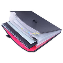 Load image into Gallery viewer, Portable 12-Layer File Pocket A4 Expanding File Classified Folder PP Storage Clip Ticket Package, Blue, Green, Orange, Red, Fluorescence Yellow