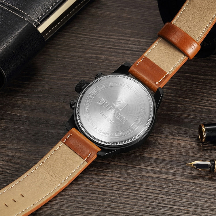 Curren M8225 Army Military Leather Band Men Quartz Watch